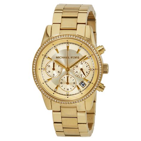 women gold watch michael kors|Michael Kors chronograph gold.